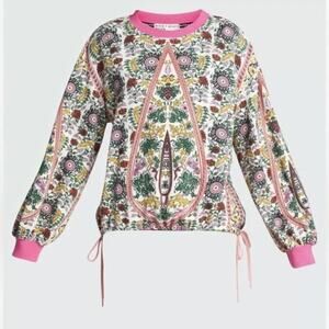 Alice + Olivia Amirah Floral Print Sweatshirt with Tie Details Pullover Size XS